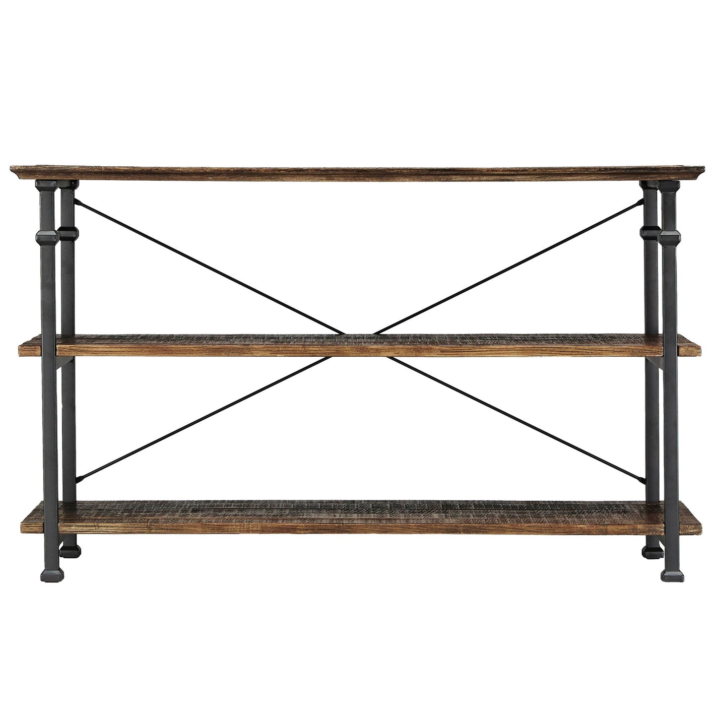 Vintage Industrial TV Stand - Rustic Oak Finish