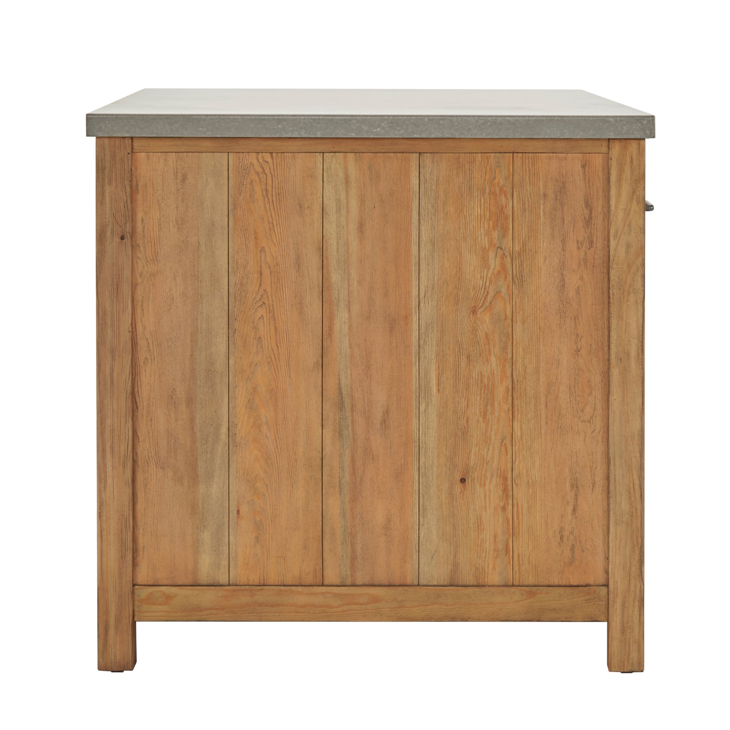 Reclaimed Look Extendable Kitchen Island - Natural Finish, Concrete Veneer Top