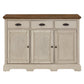 Wood Cabinet Buffet Server - Oak Top with Antique White Base