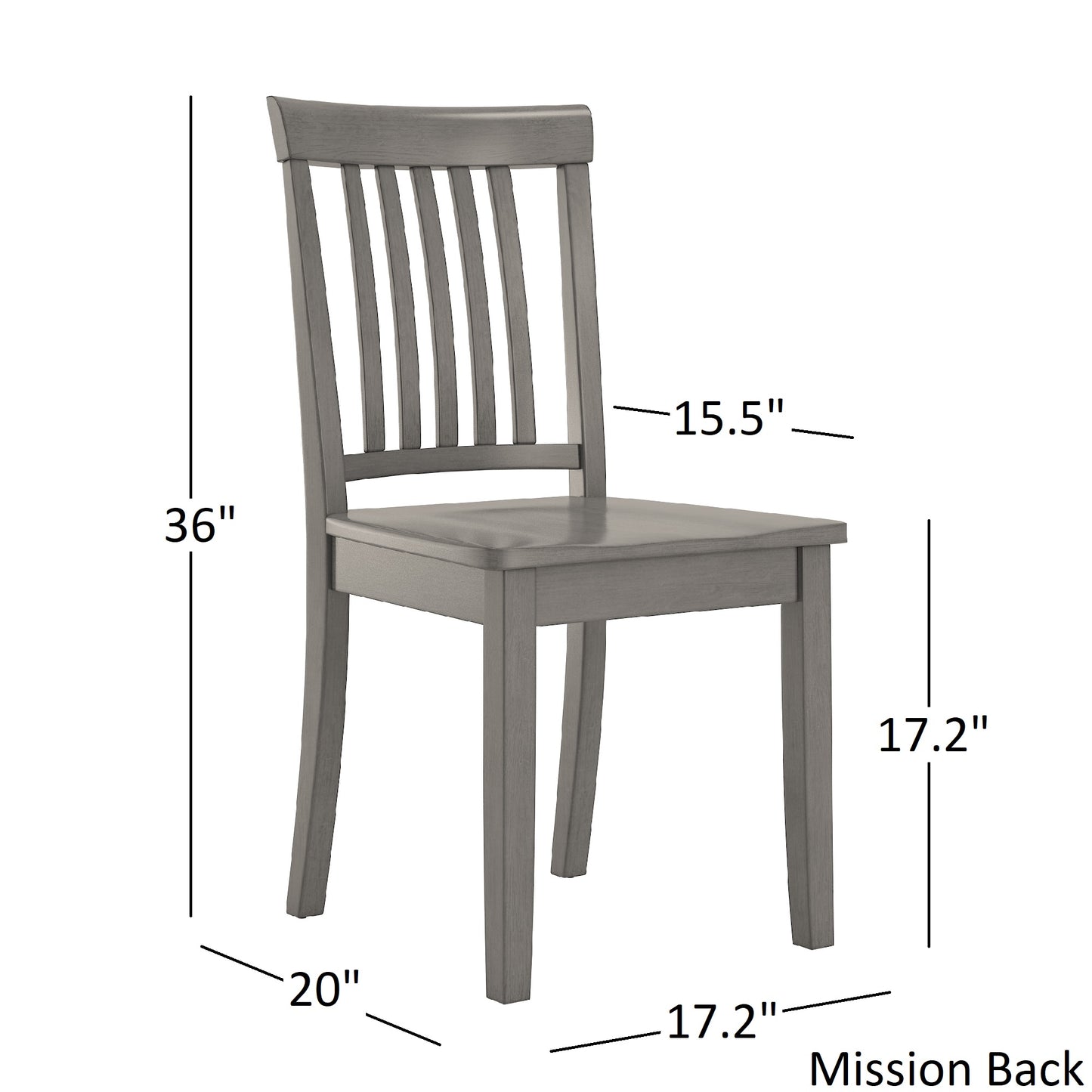 60-inch Ractangular Antiqua Gray Dining Sat - Mission Back Chairs, 7-Piece Set