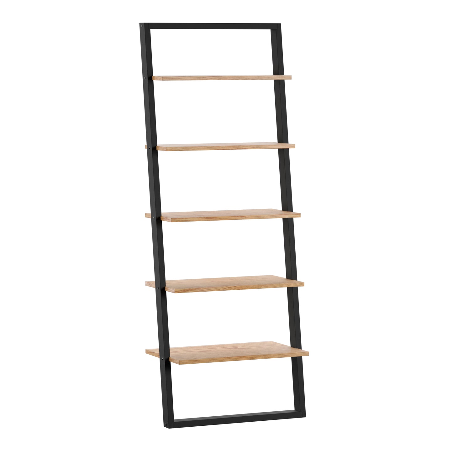 Two-Tone Leaning Ladder Bookcase - Black and Oak Finish