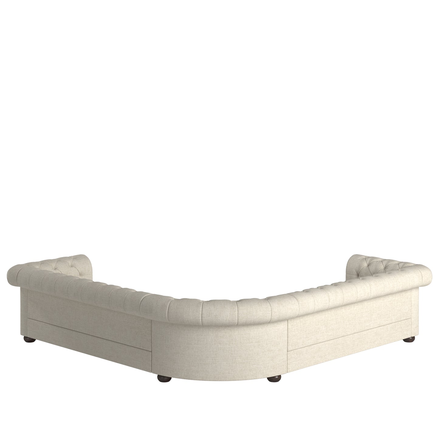 7-Seat L-Shaped Chesterfield Sectional Sofa - Beige Linen