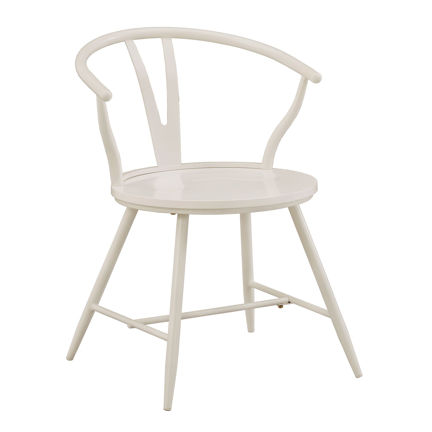 Wishbone Back Metal Side Chair with Wood Seat (Set of 2) - White