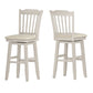 Slat Back Bar Height Wood Swivel Bar Stool - Antique White Finish