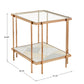 Champagne Gold Finish with Geometric Marble Pattern Glass End Table