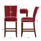 Classic Upholstered High Back Counter Height Chairs (Set of 2) - Cherry Finish, Red Microfiber