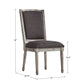 Ornate Linen and Wood Dining Chairs (Set of 2) - Dark Gray Linen, Antique Gray Oak Finish