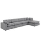 Gray Linen Weave Down Blend Chaise 4-5 Seat Modular Sectional Sofa with Ottoman