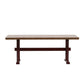 78-inch Oak Top Dining Table With X-Base - Oak Top with Berry Red Base