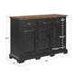 Wood Cabinet Buffet Server - Oak Top with Antique Black Base