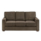 Modern Fabric Upholstered Square Arm Sofa Set - Living Room Chair, Loveseat and Sofa, Brown Chenille Fabric