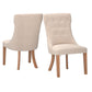 Button Tufted Dining Chairs (Set of 2) - Beige Linen, Natural Finish