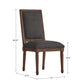 Rectangular Linen and Wood Dining Chairs (Set of 2) - Dark Gray Linen, Brown Finish