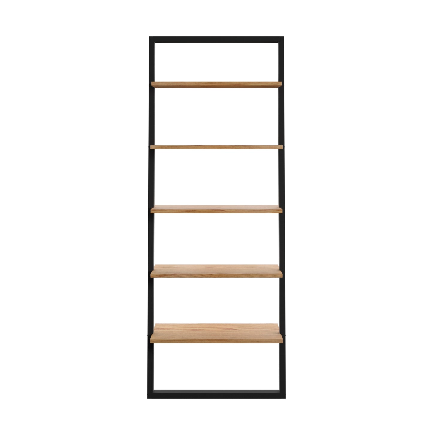 Two-Tone Leaning Ladder Bookcase - Black and Oak Finish