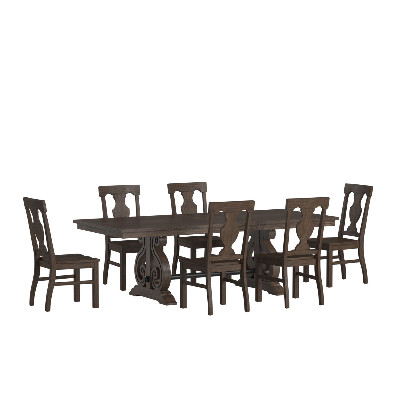 Wood Extendable Dining Set - 7-Piece Set