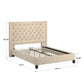 Wingback Button Tufted Platform Bed - Beige Linen, Full