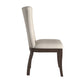 Fabric Wingback Dining Chairs (Set of 2) - Beige Fabric, Dark Cherry Finish