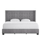 Tufted Linen Wingback Bed - Gray Linen, King