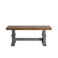 Two-Tone Trestle Leg Wood Dining Bench - Oak Top with Antique Gray Base