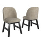 Wood Finish Taupe Fabric Curved Low Back Dining Chair (Set of 2) - Black Oak