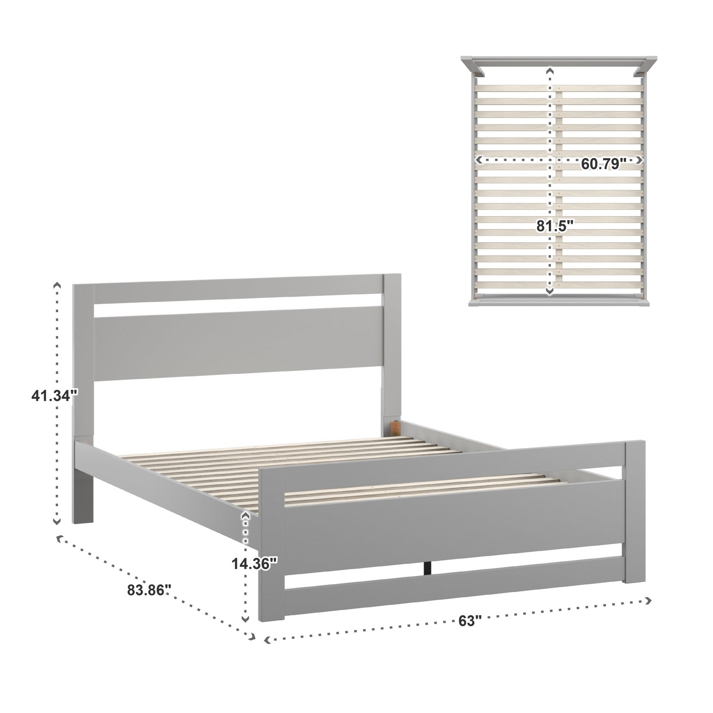 Rectangular Cutout Panel Platform Bed - Frost Gray, Queen