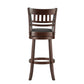 Lattice Back 29"H Swivel Bar Stool - Dark Charry Finish, Dark Gray Linan