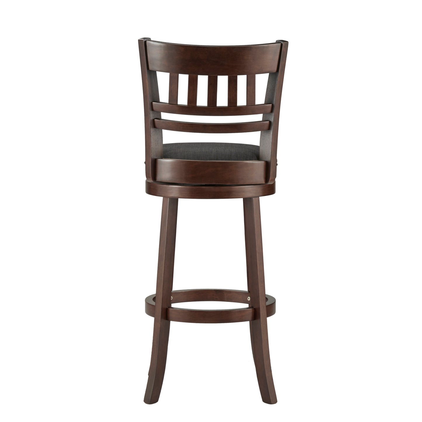 Lattice Back 29"H Swivel Bar Stool - Dark Charry Finish, Dark Gray Linan