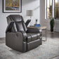 Gray Vegan Leather LED Power Recliner with Speaker, Storage, USB and Wireless Charger