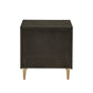 Gold Finish Metal Dark Brown Faux Shagreen 1-drawer Side Table