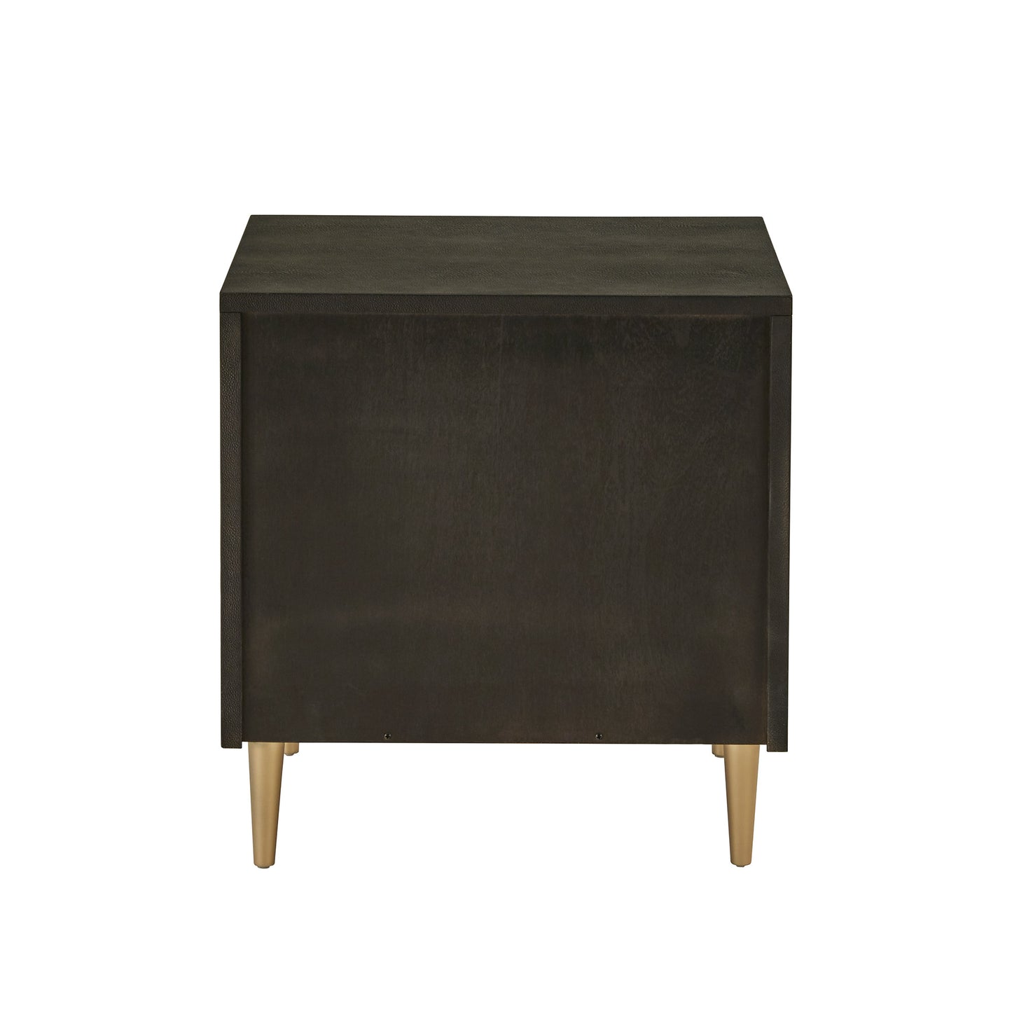 Gold Finish Metal Dark Brown Faux Shagreen 1-drawer Side Table