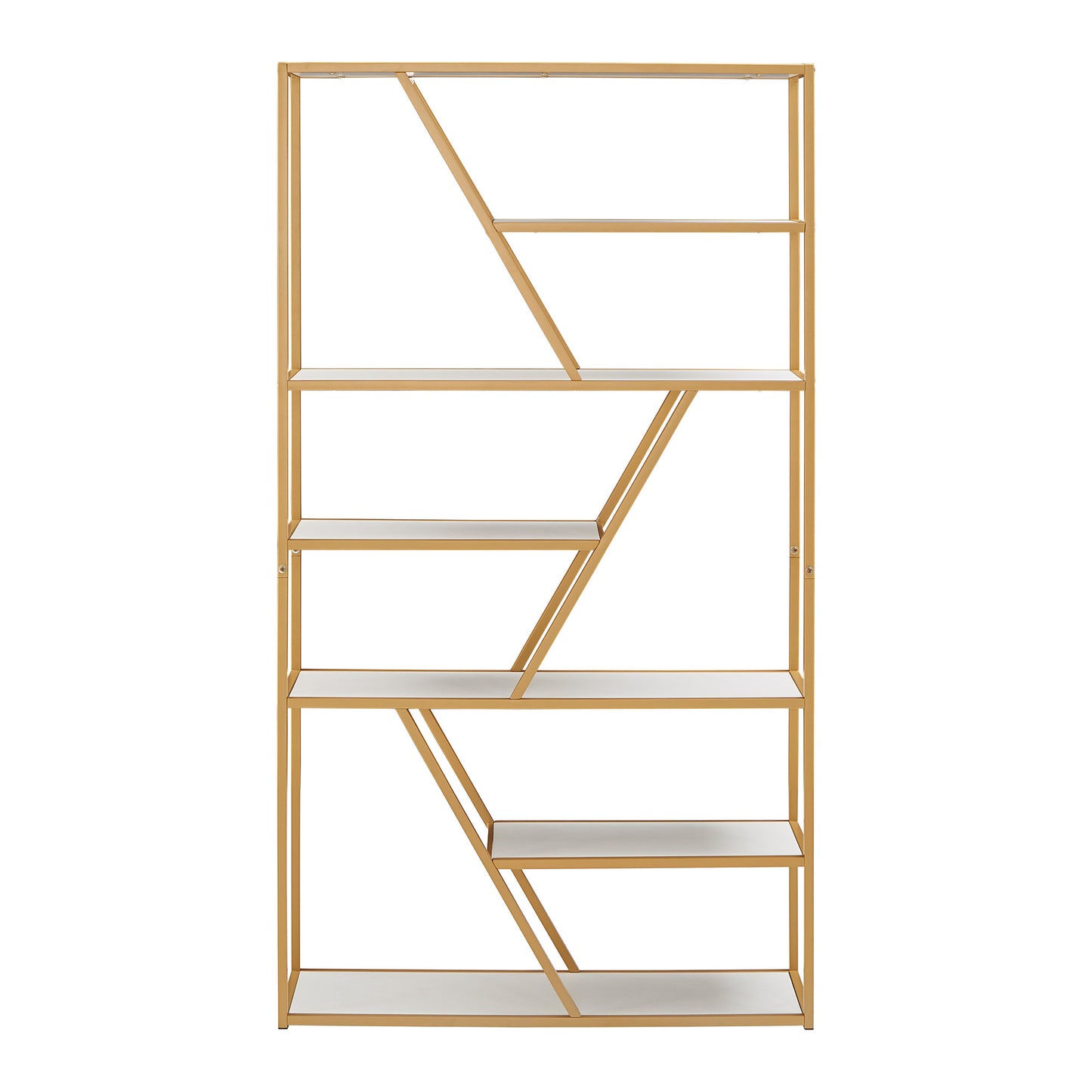 Geometric Gold Finish Powder Coat Metal Bookcase