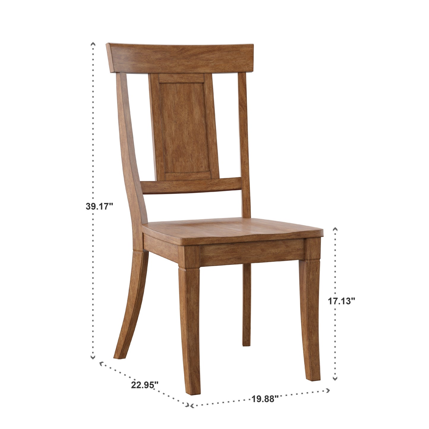 Panel Back Wood Dining Chairs (Set of 2) - Oak Finish