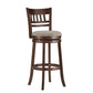 Lattice Back 29"H Swivel Bar Stool - Dark Charry Finish, Gray Linan