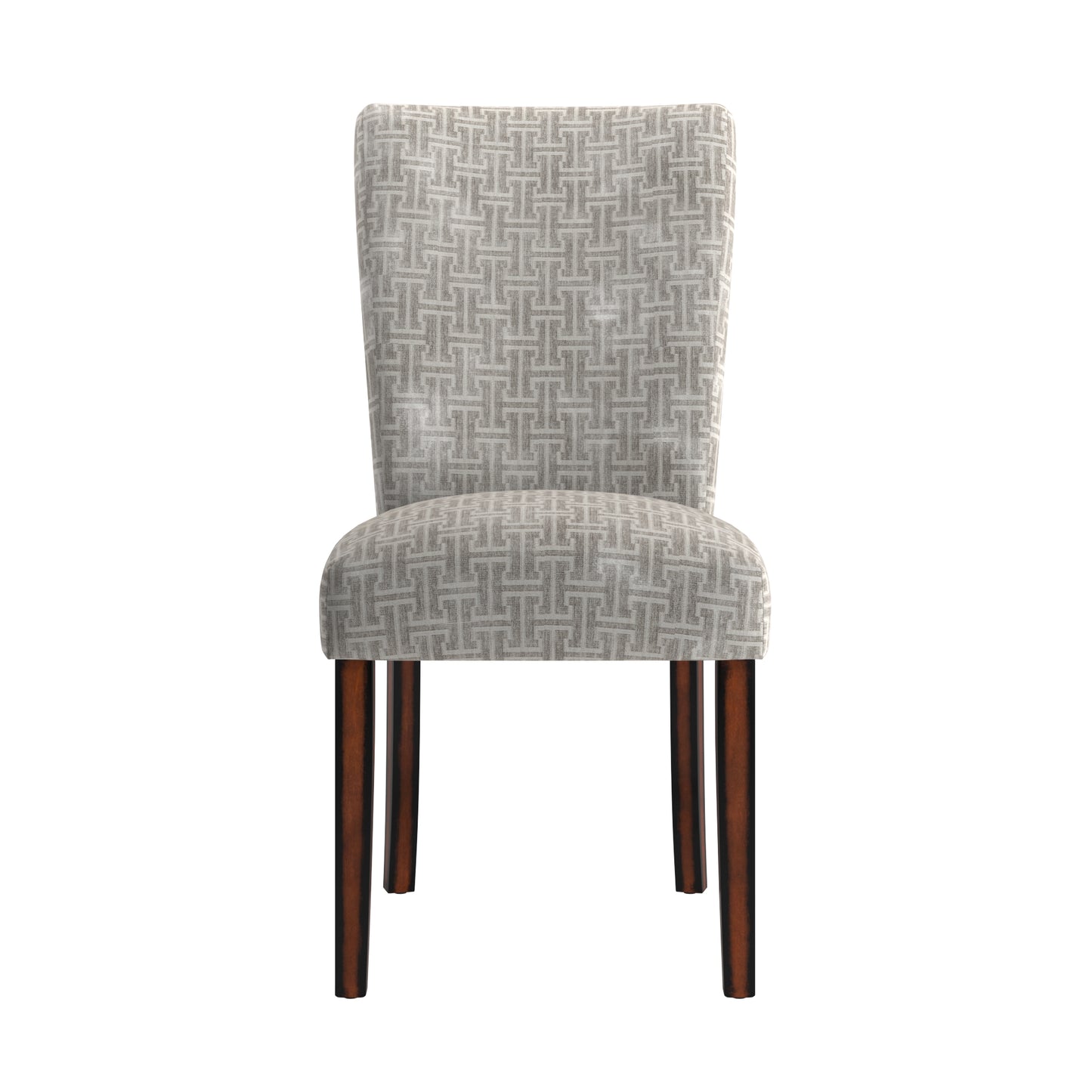 Print Parsons Dining Side Chairs (Set of 2) - Esprasso Finish, Gray Brackat Chain Print Fabric