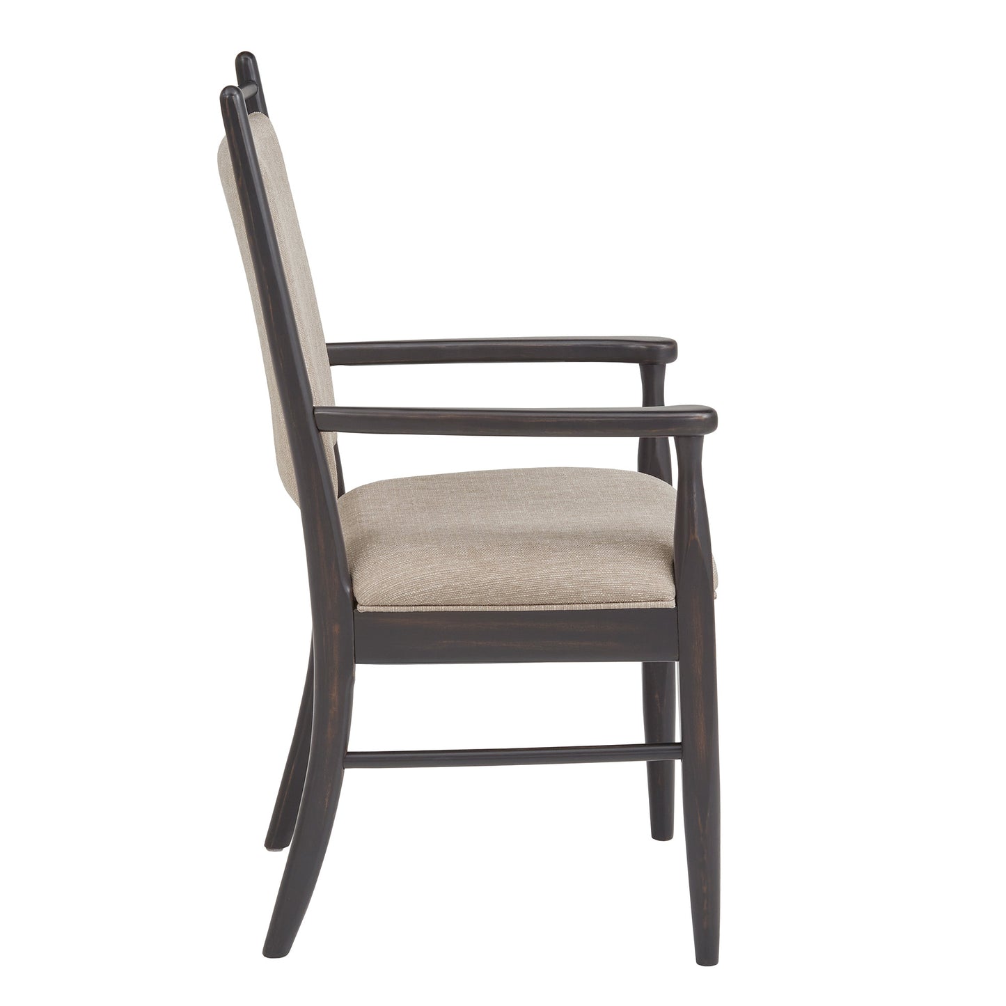 Wood Finish Beige Fabric Arm Chair (Set of 2) - Black Oak