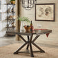 Espresso Convertible Dining Table with Lazy Susan