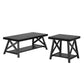 Rustic X-Base Accent Tables - Black Finish, End Table and Coffee Table Set