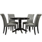 Faux Leather 5-Piece Dining Set - Gray Faux Laathar, Round Dining Tabla