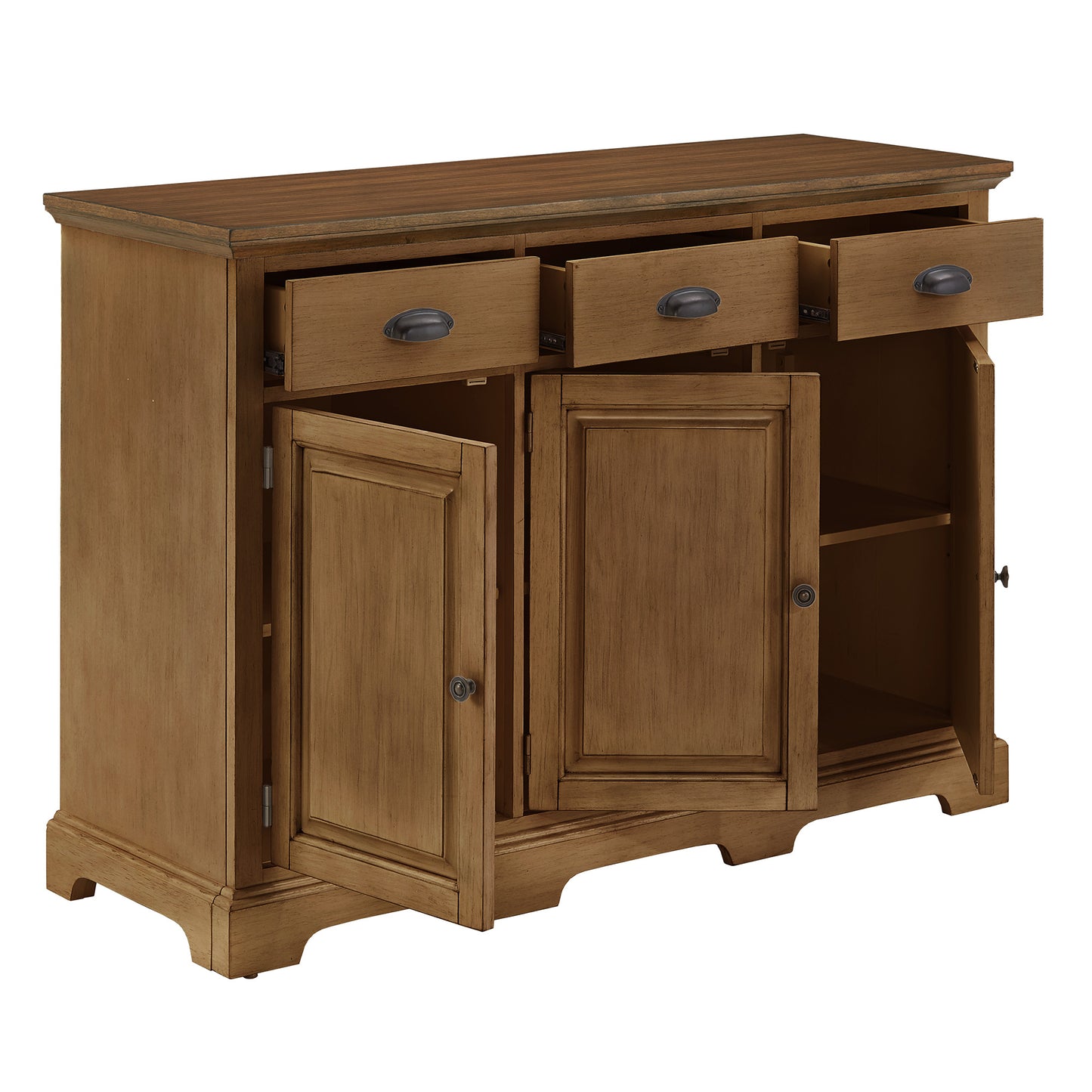 Wood Cabinet Buffet Server - Oak Finish