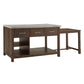 Reclaimed Look Extendable Kitchen Island - Brown Finish, Concrete Veneer Top