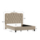 Adjustable Diamond Tufted Camelback Bed - Beige, Full