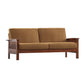 Mission-Style Wood Sofa - Rust Microfiber, Oak Finish