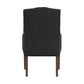 Light Distressed Natural Finish Linen Tufted Dining Chair - Dark Gray Linen