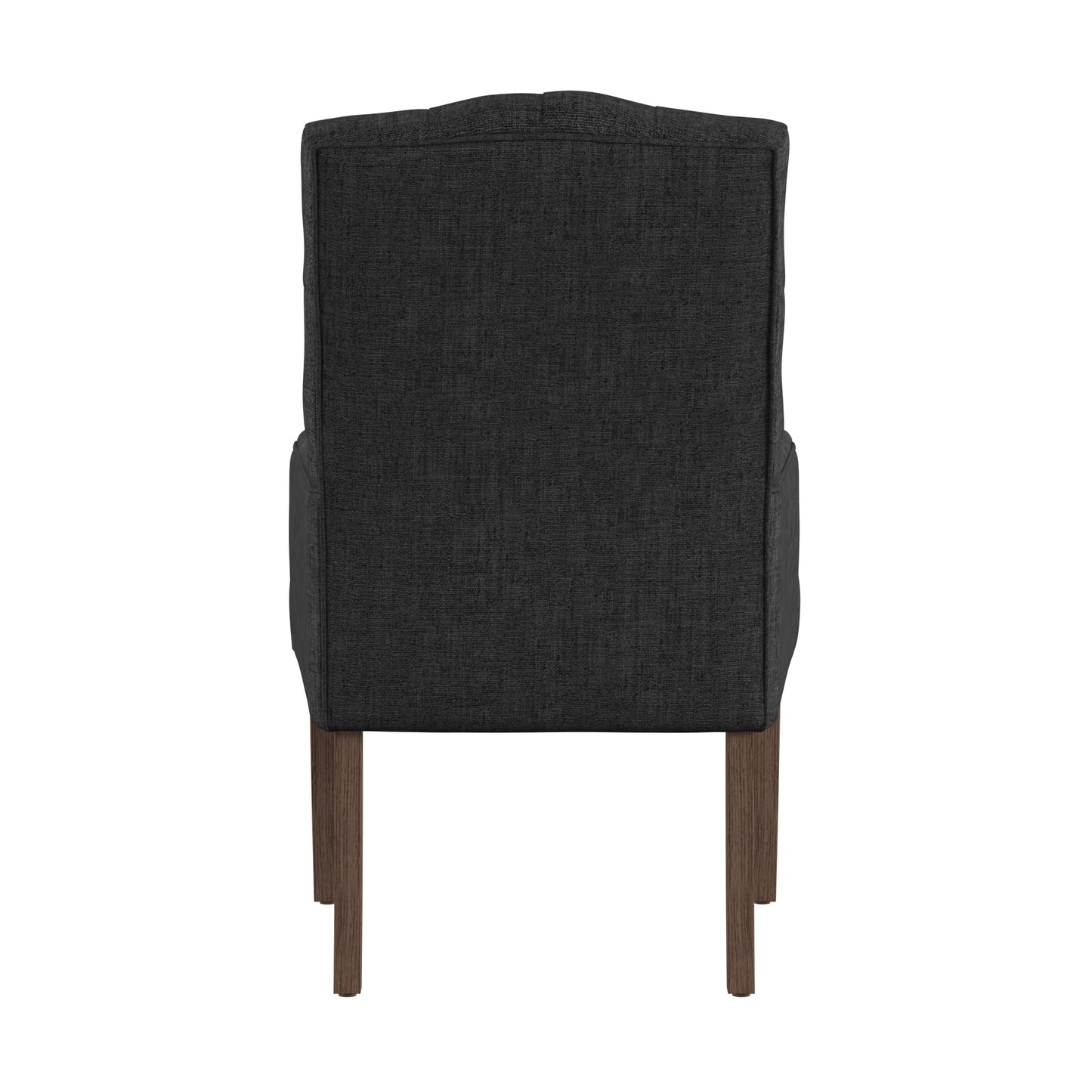 Light Distressed Natural Finish Linen Tufted Dining Chair - Dark Gray Linen