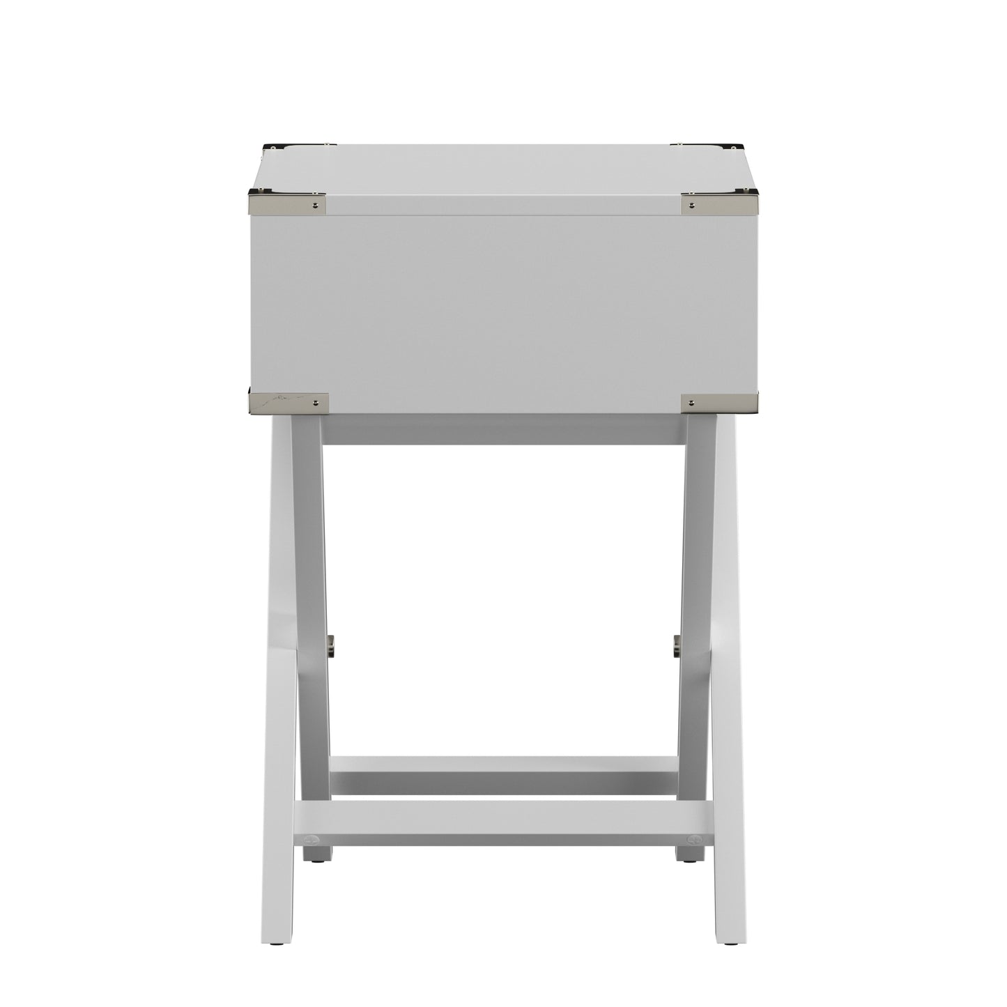 X-Base Wood Accent Campaign Table - White