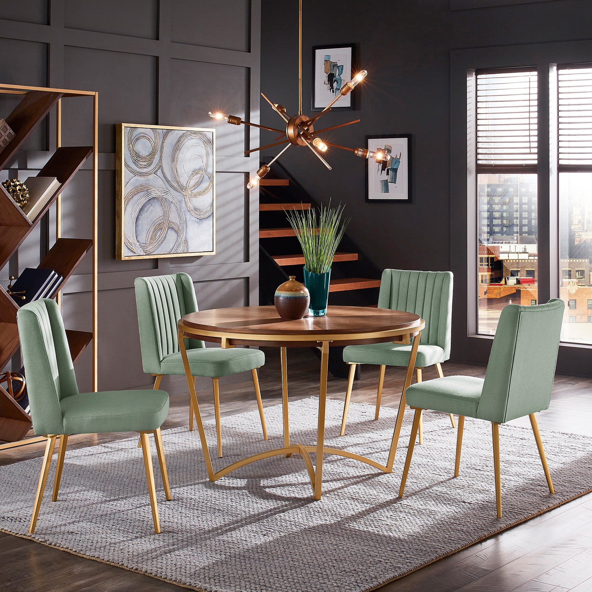 Green dining table cheap set