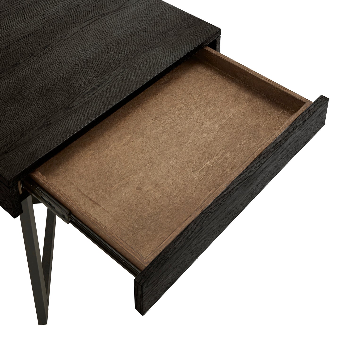 Wood Finish End Table with One Drawer - Black Finish