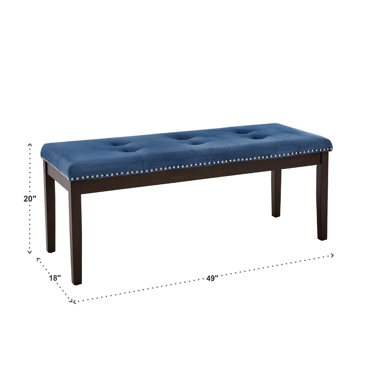 Velvet Tufted Nailhead Bench - Blue