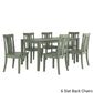 60-inch Rectangular Antique Sage Green Dining Set - Slat Back Chairs, 7-Piece Set