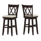 Double X-Back Wood Swivel Bar Stool - Antique Black Finish